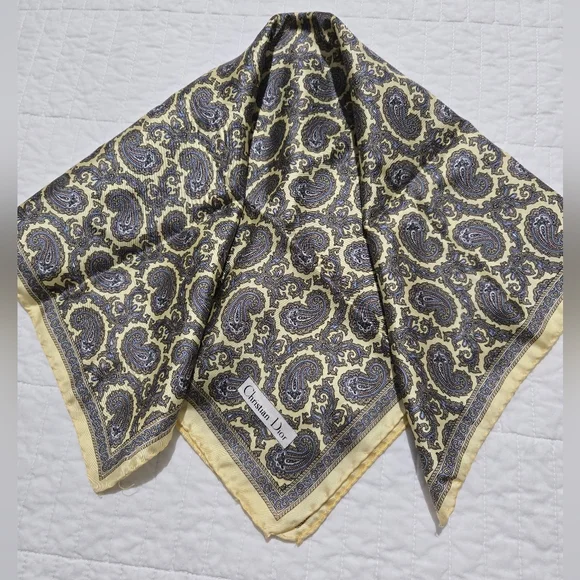 Paisley Silk Scarf by Dior - Black and Gold - Picture 2 of 5